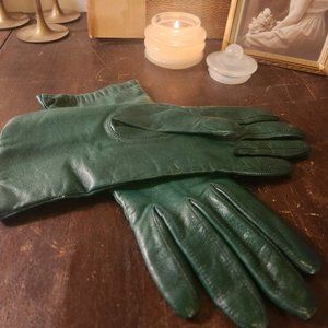 Vintage ARIS Forest Green Leather Gloves